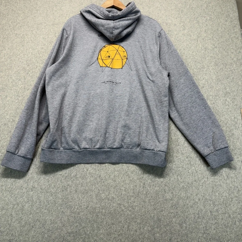 The North Face Mens Simple Dome Hoodie Gray Embroidered Logo Graphic Back XL
